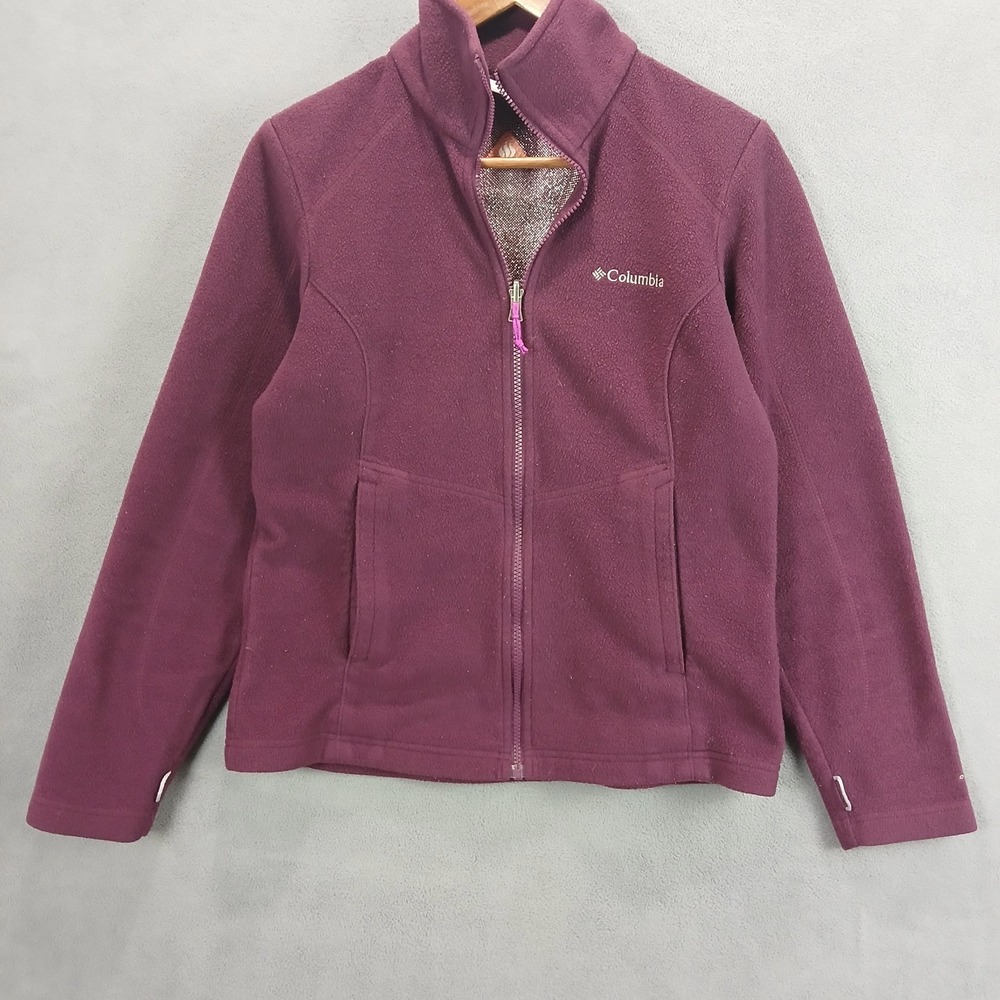 Columbia Benton Springs Fleece Jacket Womens Small Purple Full‎ Zip Custom Fit
